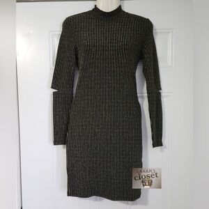 Elegant Black and Gold Striped Dress